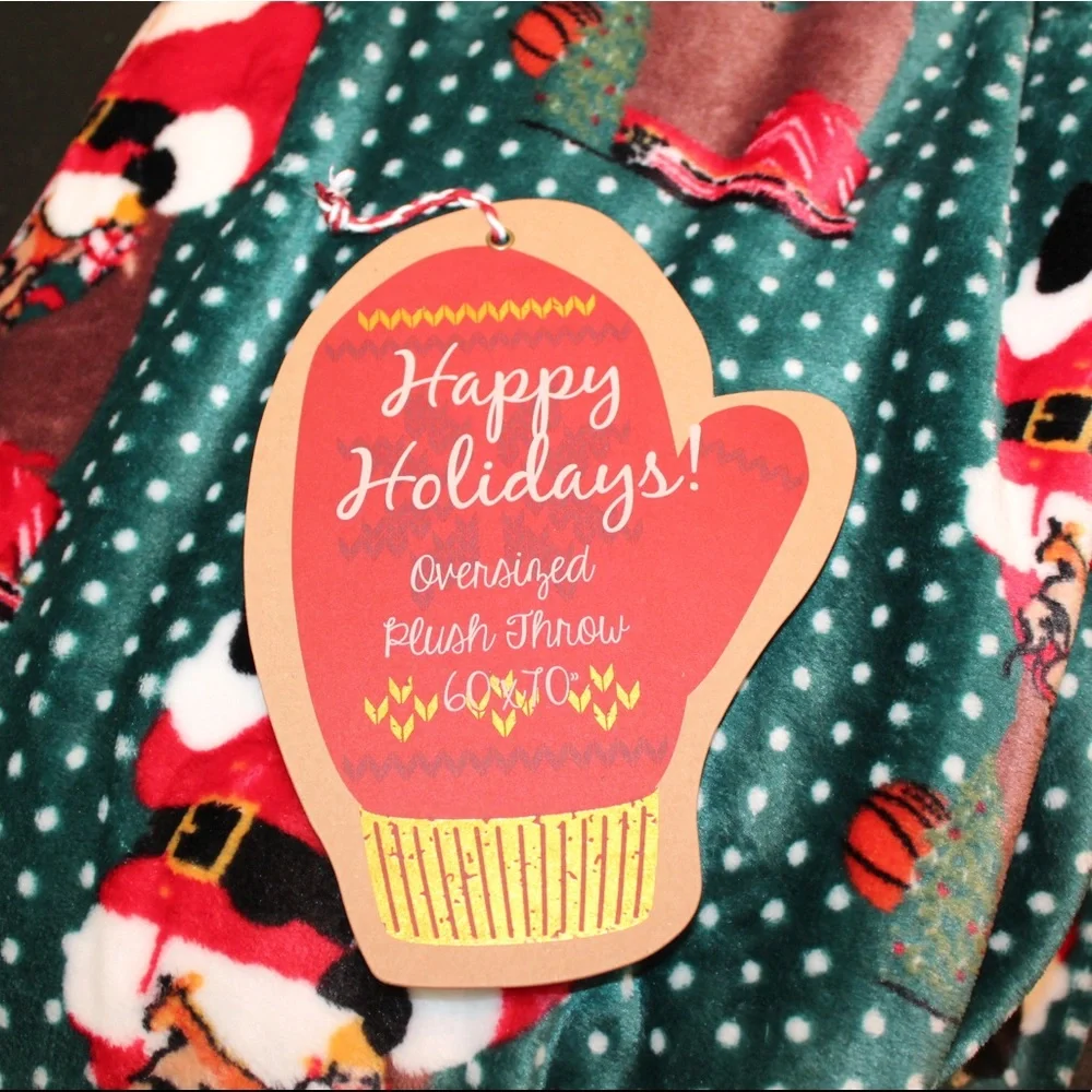Santa Claus plush throw (60” x 70”) (NWT)